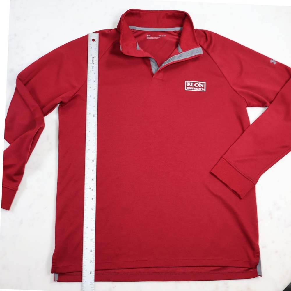 Under Armour Elon University Mens Medium Red Snap Button Pullover Long Sleeve - Picture 4 of 9